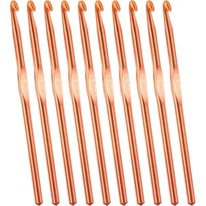 10 Pcs Aluminum Crochet Hooks 5.5 mm Crochet Hook, Knitting Needles for Yarn Orange Smooth Crochets Needles for Beginners
