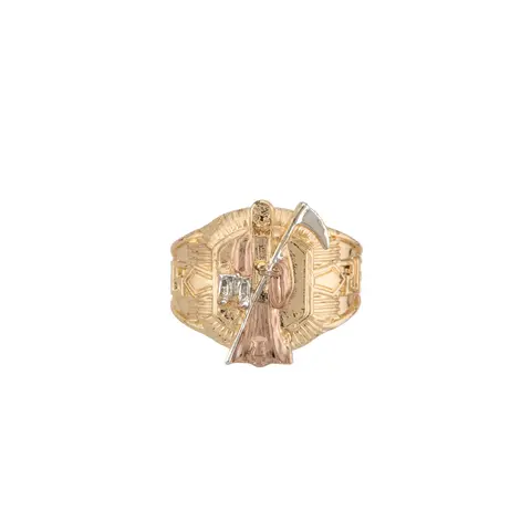 Tri-color Gold-plated Holy Death Ring Elegant Design Available Sizes #7 #8 #9 #10 #11 Perfect Gift for Dad Unique Aesthetic Statement Piece