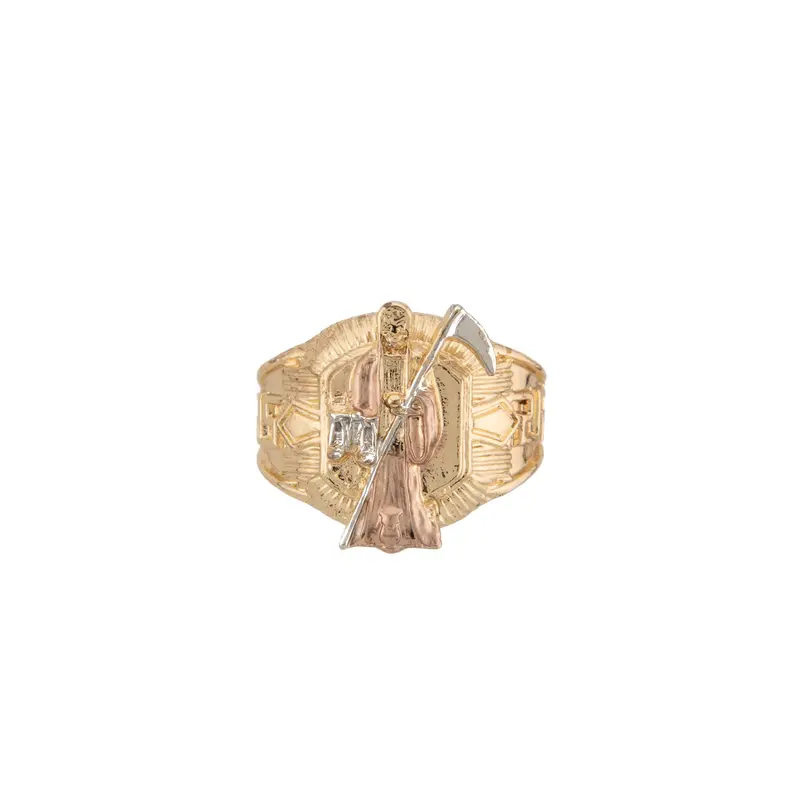 Tri-color Gold-plated Holy Death Ring Elegant Design Available Sizes #7 #8 #9 #10 #11 Perfect Gift for Dad Unique Aesthetic Statement Piece