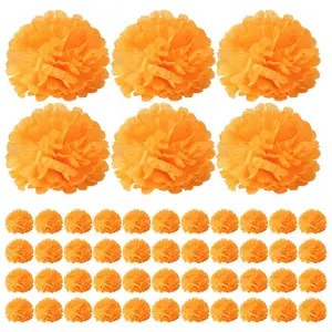 3.9inch Marigold Flowers Artificial Day of the Dead Flower 50Pcs Fake Marigold Flowers Head for Marigold Garland Making