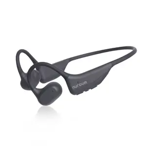 NUROUM OW20 Open Ear Sports Headphones, Wireless Noise Cancelling Headset Sweatproof, Bluetooth 5.3, 15H Comfort for Outdoors/Workout/Running/Cycling, Compatible with Cell Phone/Laptop/PC/Tablet Audio Silicone