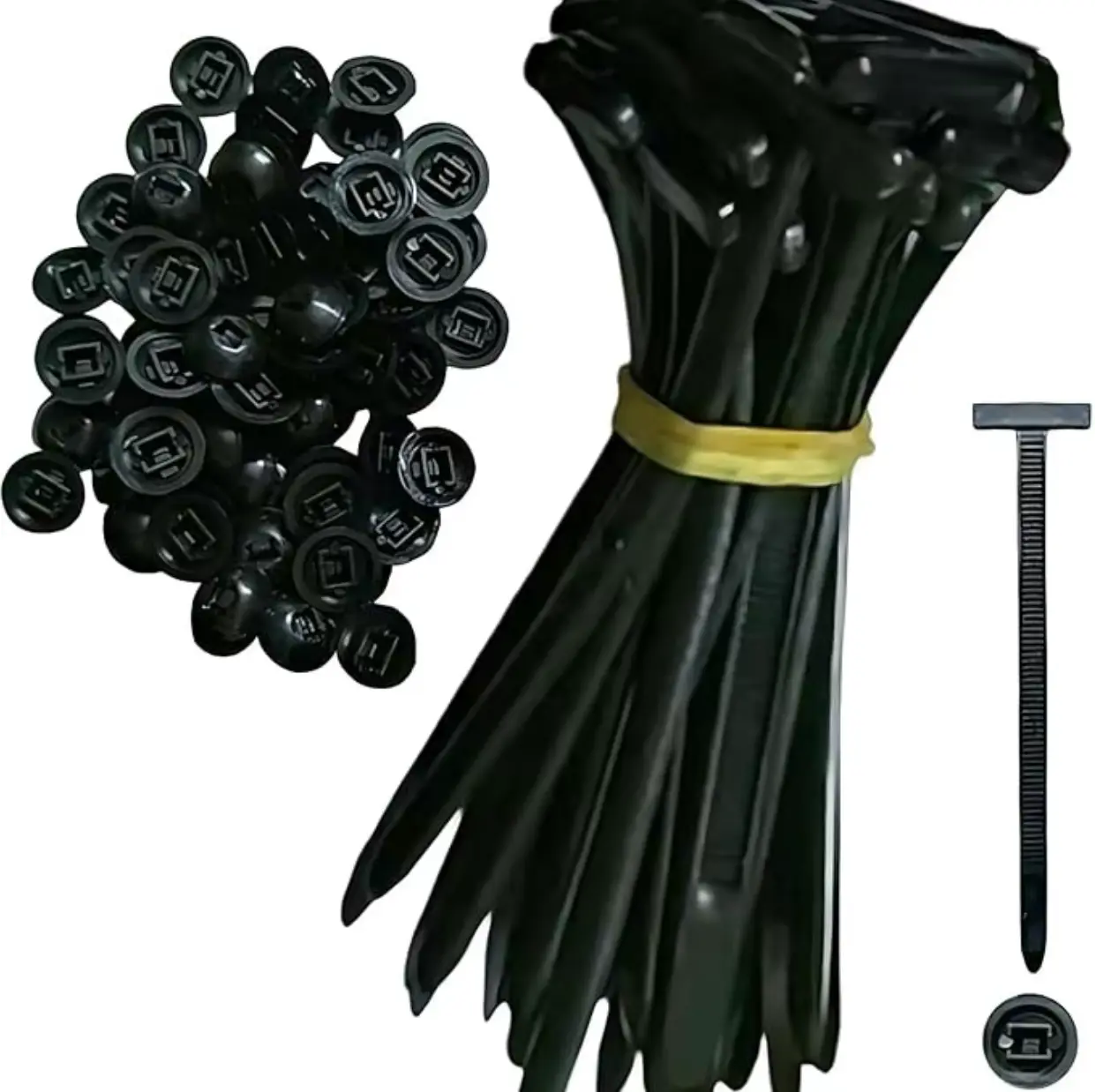 20pcs/50Pcs/100pcs Nylon Universal Cable Tie Buckle, Heavy Duty Self-Locking Nylon Zip Ties Holder, Multipurpose Plastic Cable Ties Tool for Car Daily Repair， quick fix， button design fastener