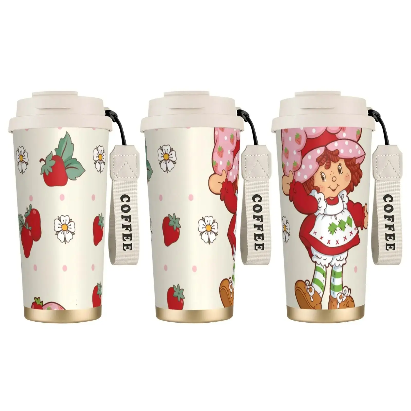 [Made in US] 16oz Stylish Kawaii Strawberry Girl Stainless Steel Tumbler - Vacuum Insulated Thermal Flask with Lid, Portable Dual-Drink Cold/Hot Coffee Cup, Ideal for School, Gifting or Personal Use (Kitchenware Drinkware)