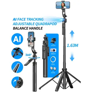 AI Smart Gimbal Tripod Selfie Stick Foldable 360° Portable Face Tracking extension rod