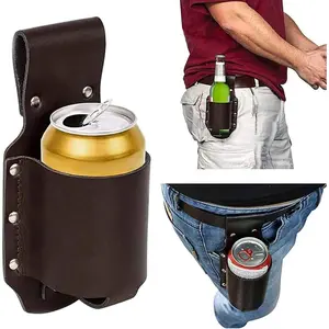 PU Leather  Holster,  Bag Travel Pouch for 12 Ounce  Bottle  Can Soda Beverage Holder, for Picnic Beach Barbeques