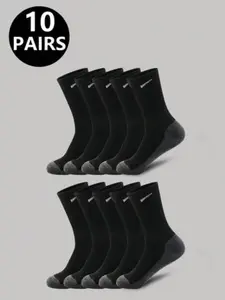 Men's Socks 5/10/20 Pairs, Colorblock Mid-Calf, Casual Solid Colors, Unisex Sports Socks, Basketball Running, Sweatproof Odorless