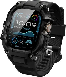 Bands Case Compatible with  Watch Ultra 2/1 49mm for Men, Rugged  Band with Tough Shockproof Bumper Case, Heavy Duty Replacement Band(Black/Black)