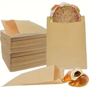 100pcs Sandwich Oil Paper Packaging Wrappers Oil-Proof Food Grade Hamburger Fries Baking Coated Grease Box Bags Disposable
