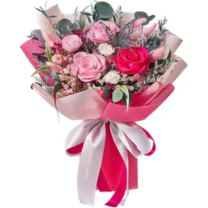for Delivery  Forever  Bouquet Preserved Roses Bouquet Flower  for Women Wife Mother Day Graduation Birthday (Hot , Medium)