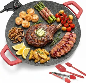 Adjustable Temperature Electric Skillet Pan，non-stick grill pan，portable electric comal，indoor grill，1500w portable electric，korean bbq grill，electric griddles,grill indoor,electric round griddle,pancake griddle electric,