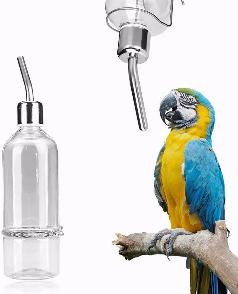 Pet Water Dispenser Automatic Pet Water Feeder Pet Hanging Water Feeding Bottle Hamster Water Bottle Water Feeder for Birds with Stainless Steel Ball Nipple