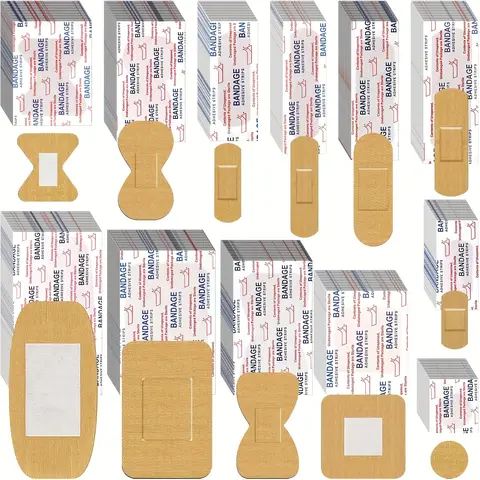 240pcs Bulk Assorted Adhesive Bandages, 12 Sizes (1cm x 4cm, Medium Oval) - Waterproof, Breathable, Flexible, Sterile, FDA-Compliant, Latex-Free, Hypoallergenic, Easy-to-Use First Aid Strips for Home, Knees, Elbows