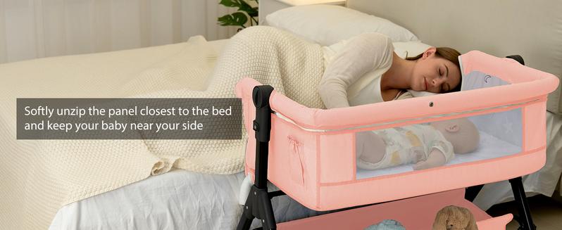 【New Year gift】Baby Bassinet Bedside Sleeper 3 in 1 - Adjustable Height, Adjustable Wheels, Travel Sleeper, Portable Design for 0-6 Months、12 Months Newborn bassinet for baby