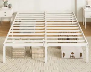 Allewie Full Size Bed Frame, 14 inch Metal Platform Beds with Storage Space, No Box Spring Needed and Easy Assembly, White