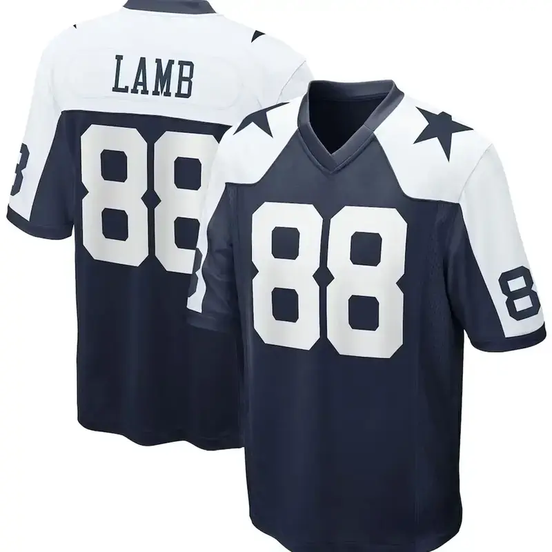 Lamb #88 Inspired Football Jersey, Navy Blue Player Style Game Jersey, American Football Fan Shirt, Unisex Sports Apparel, Game Day Streetwear Outfit, Gift for Football Fans