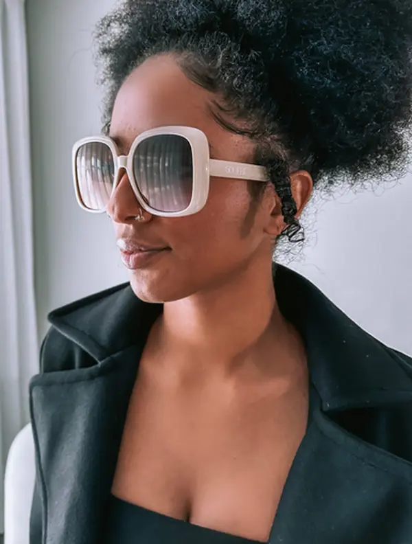 GOUJEBE Oversized Tan Frame Sunglasses