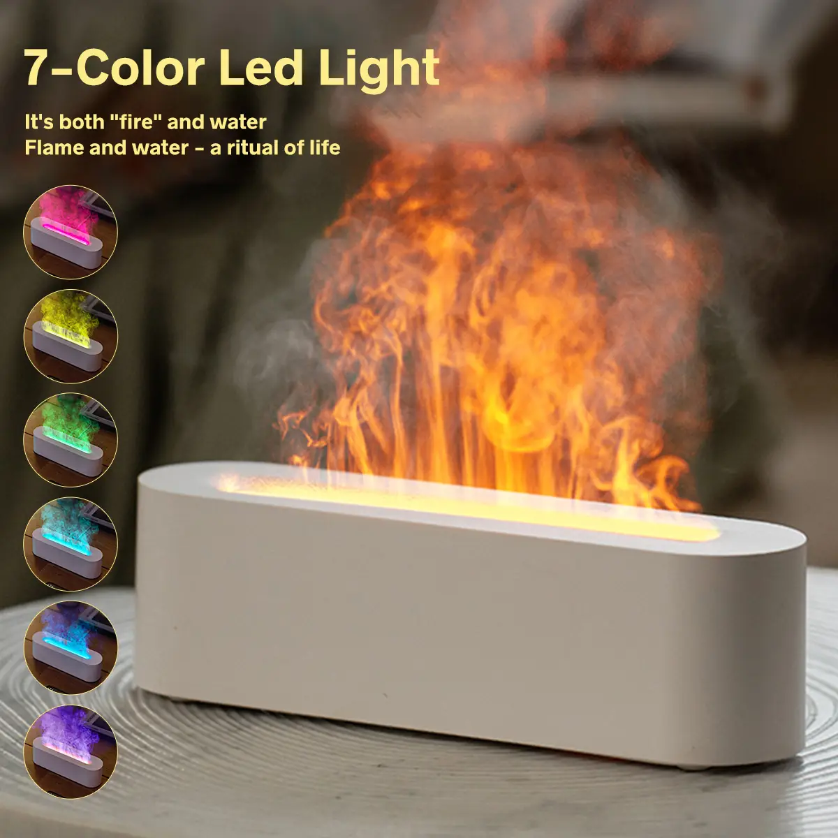Air Humidifier, Flame Design Aromatherapy machine Essential Oil Diffusers, Upgrade 7 Colour Lights Aromatherapy Diffuser, Oil Diffuser, Aroma Diffuse