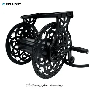 Garden Hose Holder with Aluminum Frame, Never-Leak System, Easy Assembly, Hose Reel Wall Mount Holds up to 135 ft x 5/8 in Hose, Ideal for Backyards, Gardens
