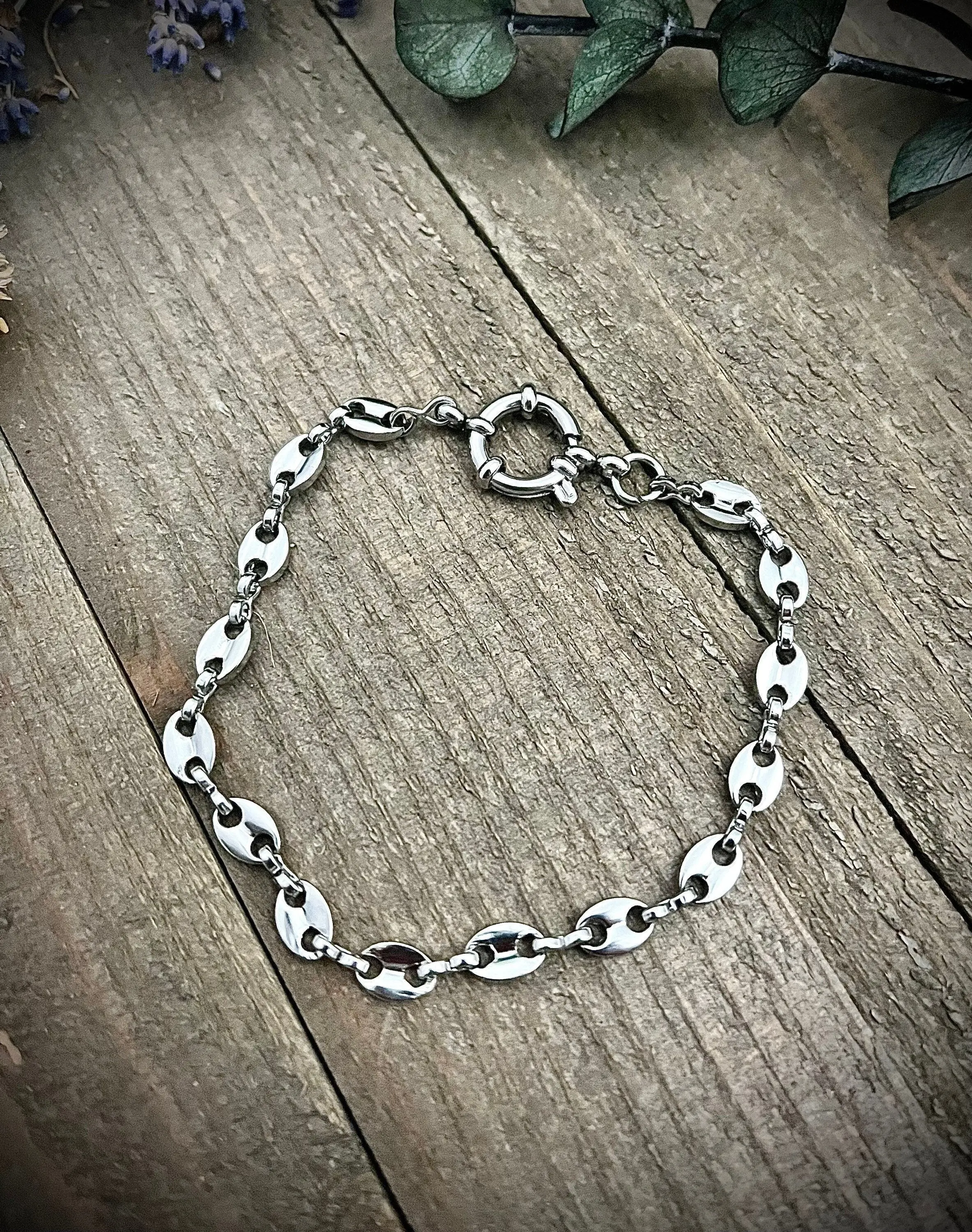 Silver Stainless Steel Mariner Chain Bracelet
