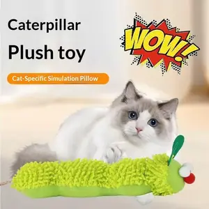 Catnip Caterpillar Plush Toy - Interactive Long Worm Cat Kicker Pillow for Self-Play, Durable Chew-Resistant Mint Teddy for Boredom Relief & Teeth Cleaning