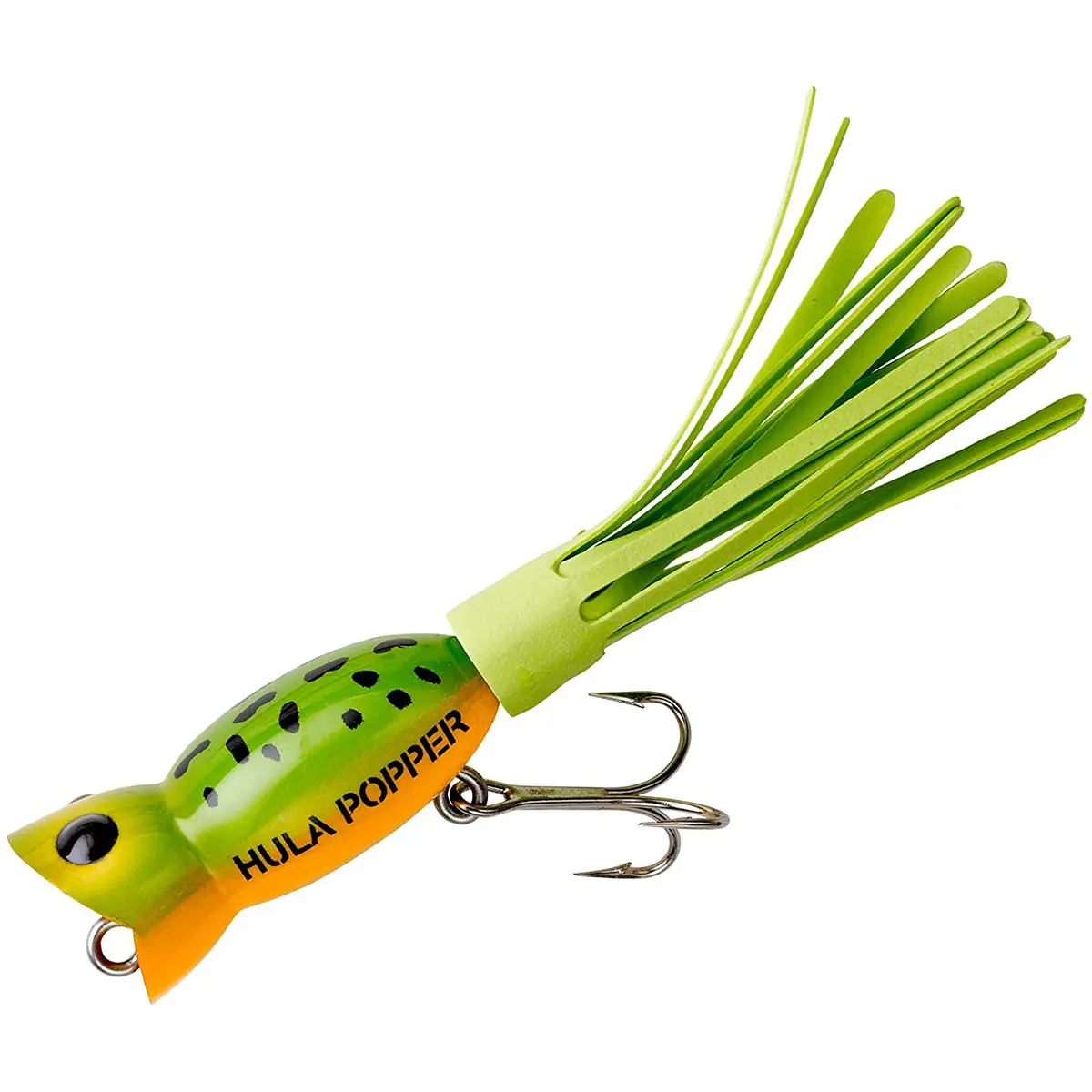 Arbogast Hula Popper Topwater Lures, 2 in 3/8 oz, Frog/Yellow Belly Color, Pulsating Skirt with Killer Action for Bass and Northern Pike, 2 Inches