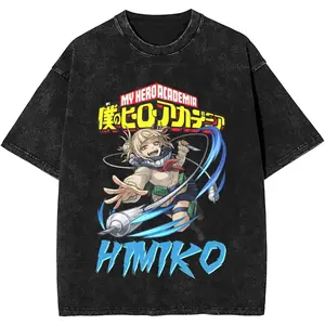 valentine shirts  Anime My Hero Academia Himiko Toga Graphic T-shirt Men Women Cotton Tshirts Vintage Washed Oversized4 Tee Male Manga T Shirt