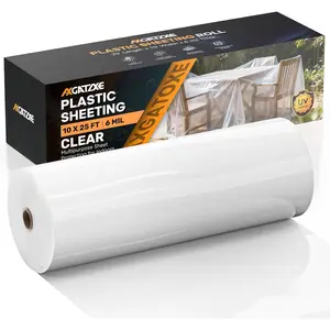 6 Mil 10x25 FT Heavy Duty Plastic Sheeting, UV Resistant Tear-Proof for Greenhouse, Construction, Painting, Farm & Floor Protection