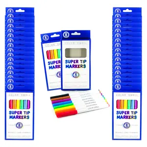 Color Swell Super Bulk Washable Super Tip Markers Pack 36 Boxes of 8 Vibrant Colors (288 Total)