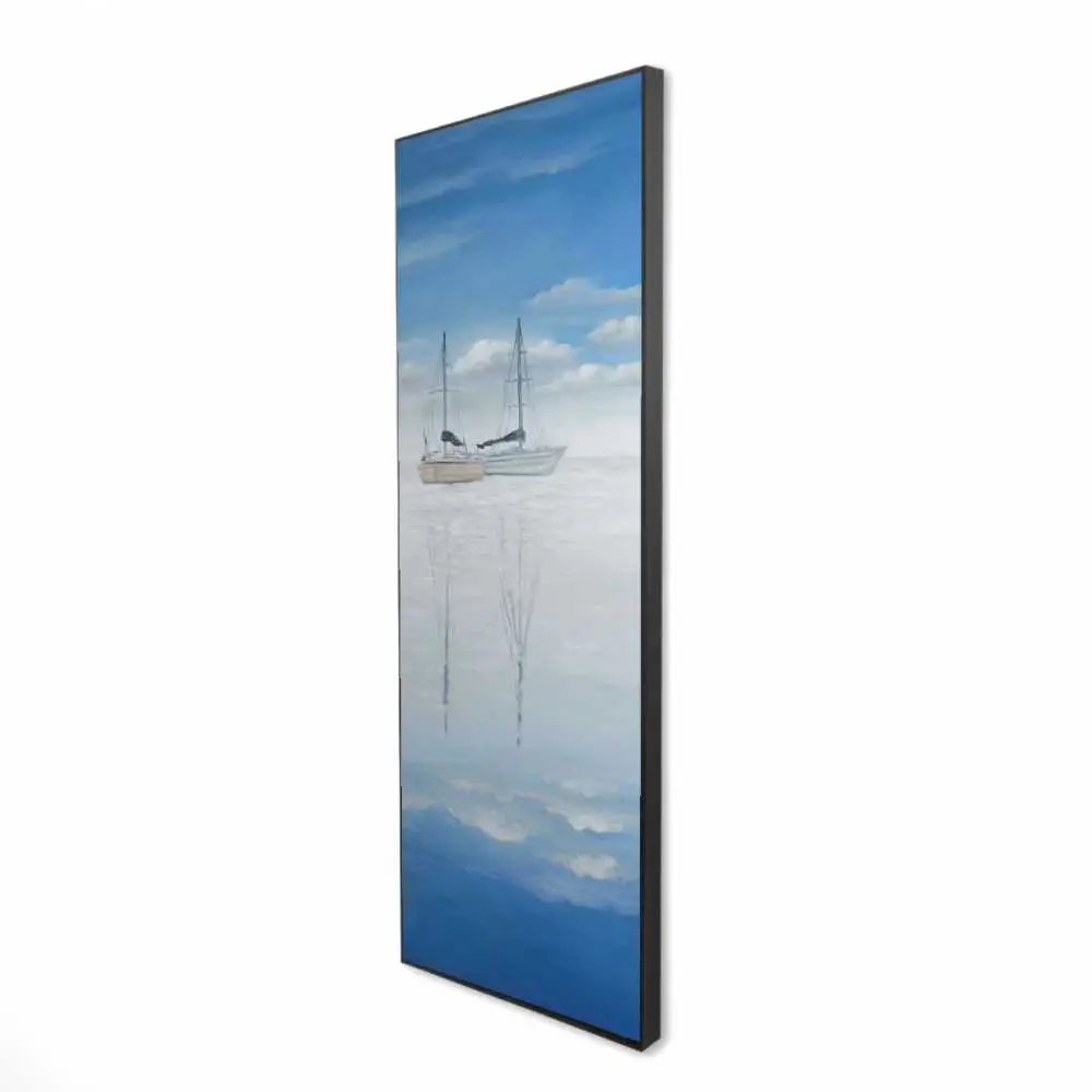 Begin Home Decor 2081-6020-CO66 20 x 60 in. Two Sailboats on Quiet Lake - Coastal Framed Canvas Decor