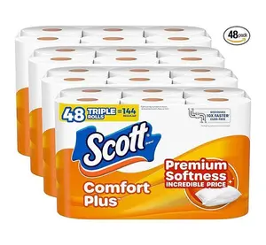 Scott ComfortPlus Toilet Paper, 48 Triple Rolls, 231 Sheets per Roll, Septic-Safe, 1-Ply Toilet Tissue