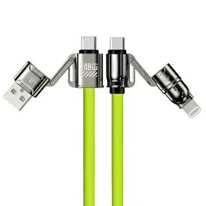 Four-In-One Silicone PD Data Line, Multi-Port Fast Charging Cable, Compatible with Most Phone Models, Apple Samsung Xiaomi Redmi Oppo Vivo