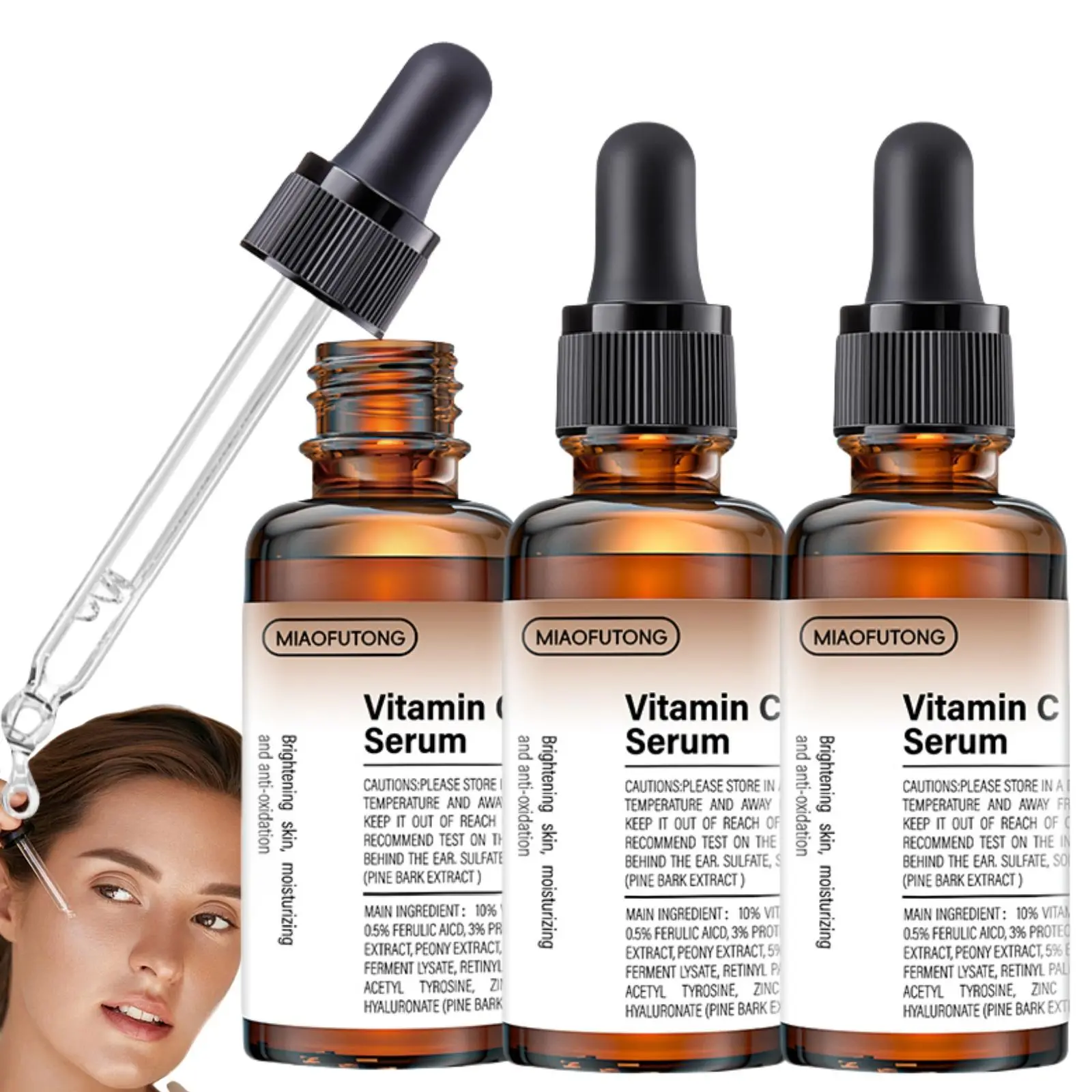 Vitamin C Facial Serum, 3 Counts/set Face Glow Serum, Day Glow Serum, Brighten Smooth Skin, Brightening Hydrating Serum, Moisturizing Skin Care Serum, Brightening Face Treatment, Hydrating Nourishing Facial Skin Care Product for Women & Men