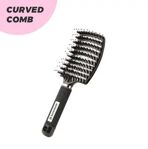 JBextension Curved Boar Bristle Hair Brush Professional Detangling Hairbrush Head Massage Comb Hairdressing Styling Comb Haircare Heatless JBextension Curved Boar Bristle Hair Brush Professional Detangling Hairbrush Head Massage Comb Hairdressing Styling Comb Haircare Heatless