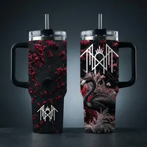 40oz Band Music Tour Tumbler, Sleep Token Lover Gift Cup, Insulated Stainless Steel Hot & Cold Drink Tumbler with Handle & Straw, Leakproof Coffee Travel Mug Fits Car Cup Holder, Water Bottle Gift for Fans