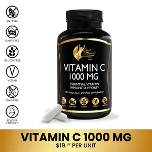 Coco March N.M.D Vitamin C 1000 MG Supplement for Immune Health & Skin Vitality - 120 Capsules for Antioxidant Protection & Collagen Production