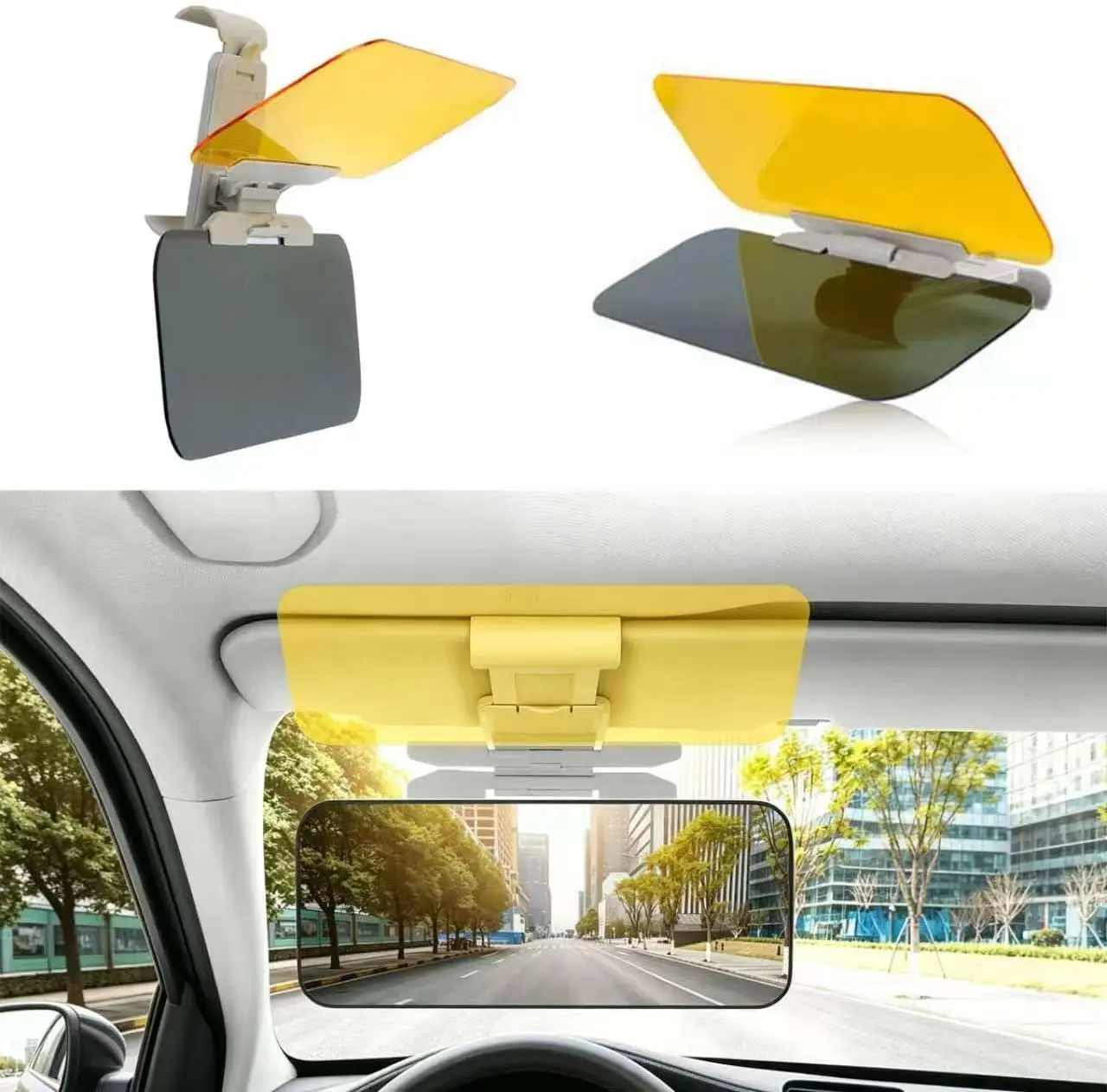 2 In 1 Polarized Anti-Glare Sun Blocker, Adjustable Universal Car Sun Visor Extender, Universal Car Sun Visor Extender, Sun Visors For Car, Car Sun Visor Shade Car Sunshade Cover For Day Night Driving Driver Passenger