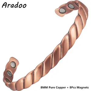 ARADOO Minimalist Design Magnetic Copper Bracelet Cuff Elegant Pure Copper Bangle Bracelets for Men & Women Jewelry Gifts Aradoo