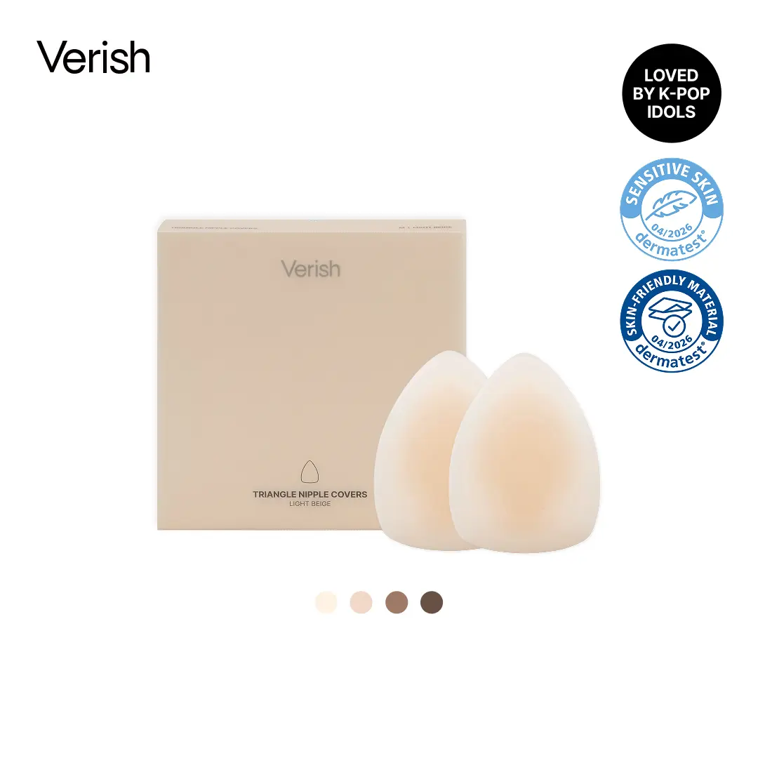 [VERISH] Triangle Nipple Patch - Full Coverage Multi-Color Silicone Nipple Cover for Women - Seamless Under Any Top Korean Fashion Best-Seller