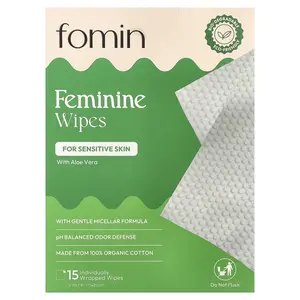 fomin Feminine Wipes, For Sensitive Skin, 15 Individually Wrapped Wipes