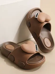 Sweet Girl Style Soft Sole Slippers, Lightweight Comfortable Summer Sandals, Casual PU Leather Patchwork Design, Perfect for Girls' Outing