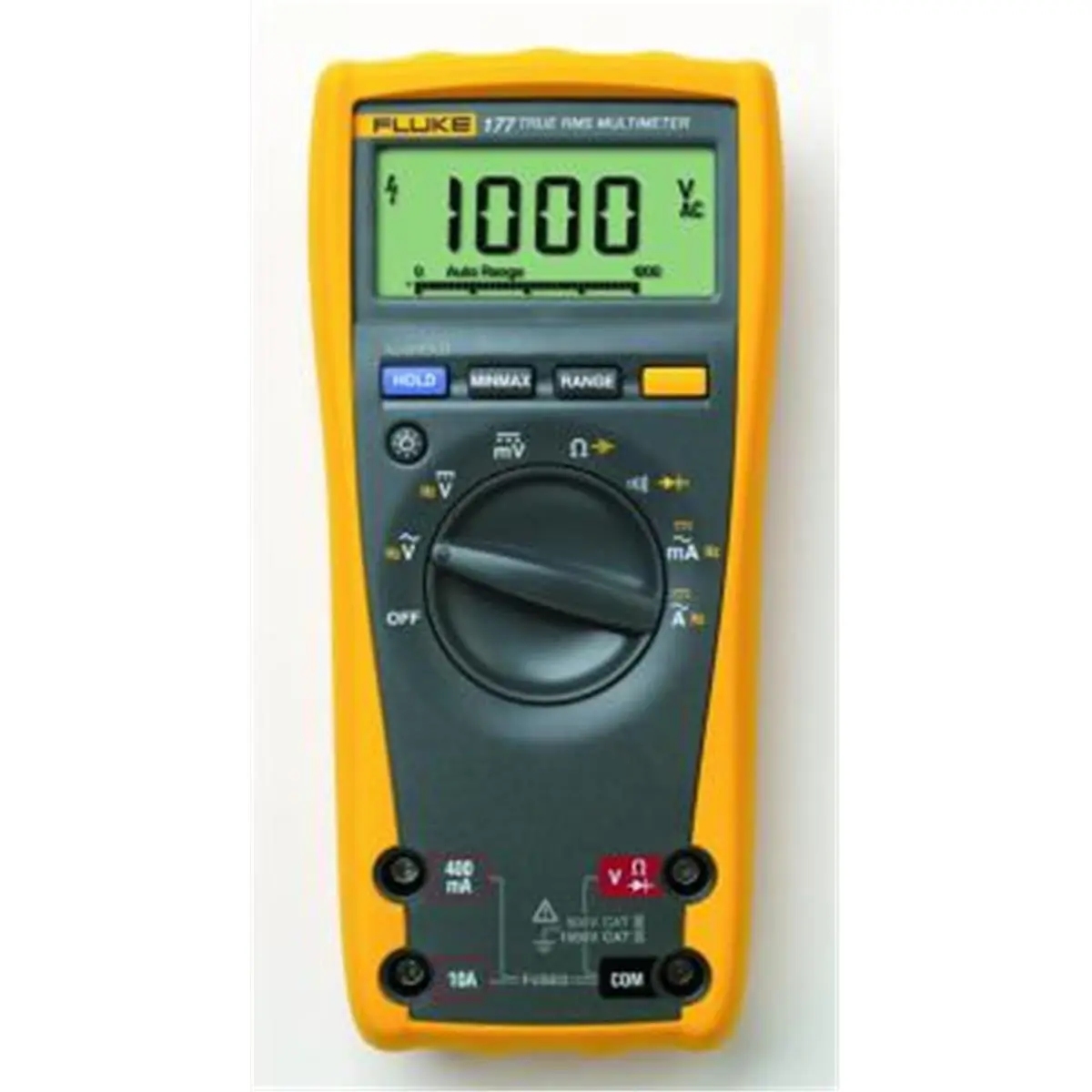 Fluke Digital TRMS Multimeter with 0.09% Basic Accuracy, 1000V/600V Range, Backlight, Analog Bargraph, Easy Battery Exchange, Display Hold & Auto Hold, Frequency & Capacitance Measurements, Manual & Automatic Range, Includes Batteries