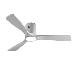 NookNova 52 Inch Wood Blade Matte White Wood Ceiling Fan with Dimmable LED Light, 6 Speed Remote Control Reversible Natural Style Fan for Porch Garage Shop