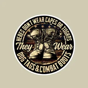 Combat Boots Veteran Quote Sticker, Dog Tags Military Pride USA Soldier Decal Car Laptop Gift Idea