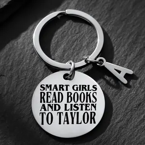Stainless Steel Round Keychain - "Smart Girls Read Books and Listen To Taylor" Engraved Quote - Ideal Gift for TS-Loving, Book-Reading Fans - Perfect for Birthdays & New Year, Unisex Keychain
