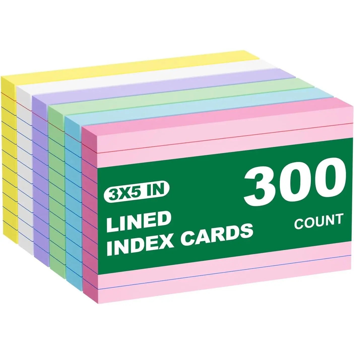 300 Count Note Cards 3x5 Index Cards Lined Colorful Notecards Bulk Flashcards for Studying 3 x 5 Index Cards Ruled Notecards Multicolored Flash Cards for Notes Office School, 6 Pack of 50 Sheets