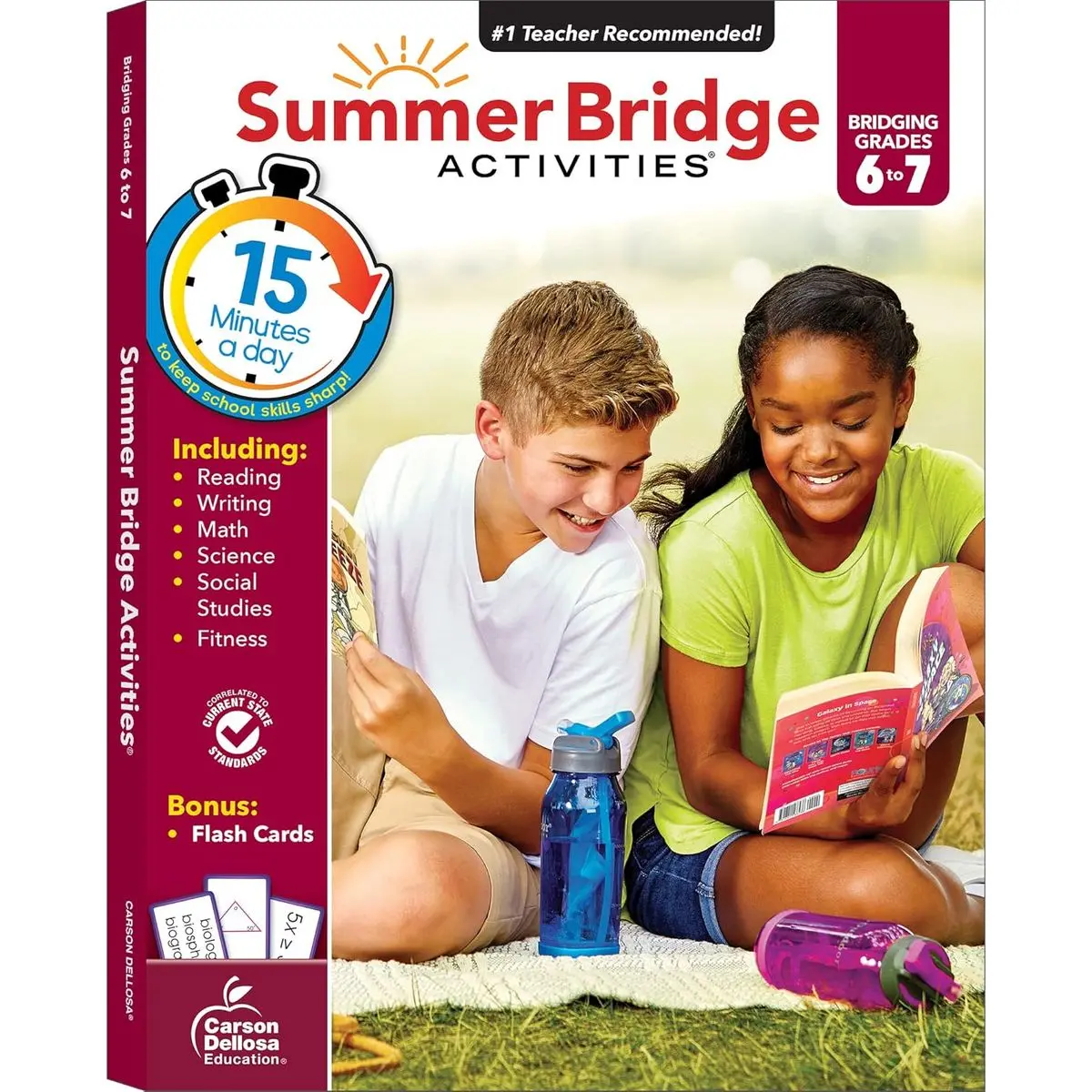 Summer Bridge Activities 6th to 7th Grade Workbooks All Subjects, Middle School Books With Math, Reading Comprehension, Science, Fitness, Social Studies, Writing Practice, and Flash Cards Paperback – January 25, 2015