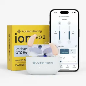Audien ION Pro 2 OTC Hearing Aids for Adults – Premium Rechargeable In-Ear Hearing Aids with Bluetooth App Control, No Prescription Audien ION Pro 2 OTC Hearing Aids for Adults – Premium Rechargeable In-Ear Hearing Aids with Bluetooth App Control, No Prescription