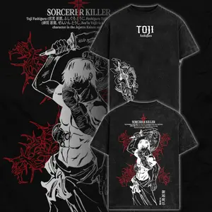 Jujutsu Kaisen Toji Fushiguro The Sorcerer Killer Graphic Tee – Dark Anime Streetwear Shirt, JJK Manga Merch, Vintage Washed Anime T-Shirt, Oversized Otaku Fashion Apparel, Viral Anime Shirt for Men & Women Fans