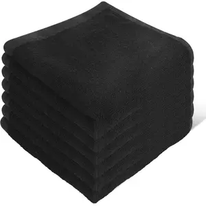 6 Pack Microfiber Wash Cloth, 12x12 Inch Highly Absorbent and Soft Feel Fingertip Towels, Machine Washable Washcloths for Bathroom, Gym, Hotel, Spa and Kitchen, Black