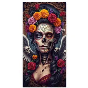 Skull Woman DIY Large Size Full Round Diamond Painting Kit, New Arrival Mosaic Diamond Embroidery Set for Home Decor, Handicraft